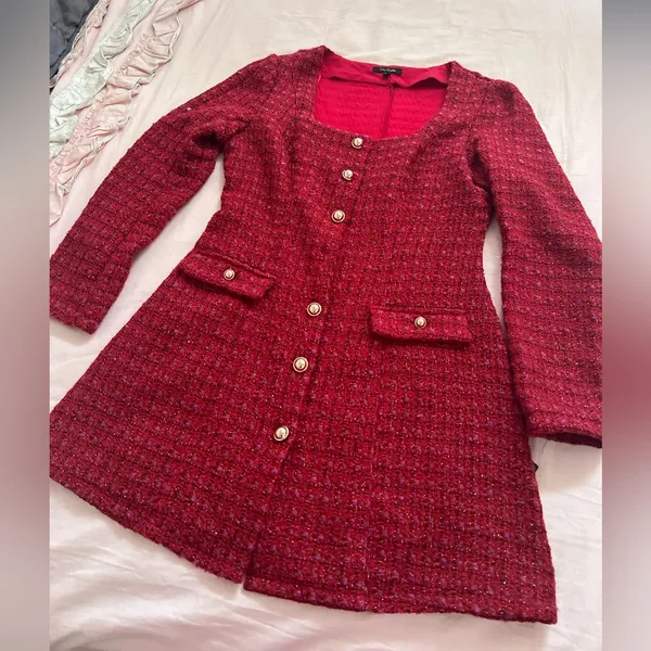 Red Tweed Button - Image 4