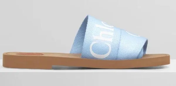 🆕 Chloe | Woody Flat Mule Slides Sandal Light Blue 36 NIB - Image 3