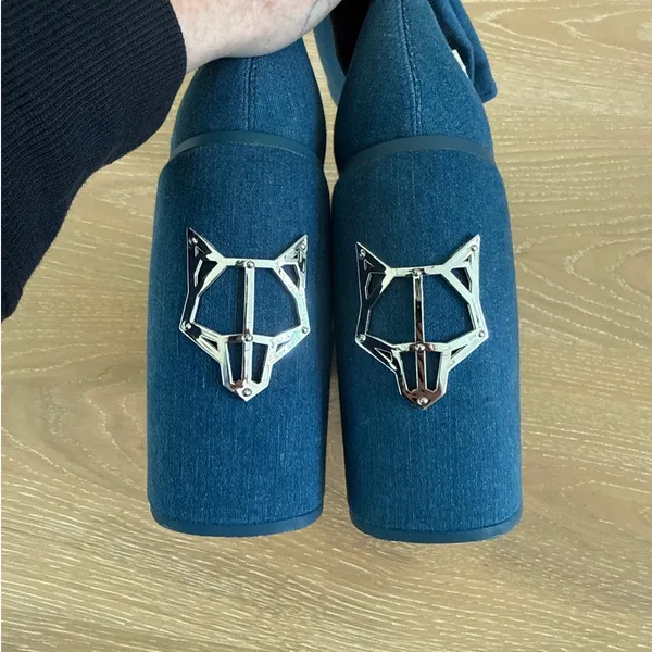 Naked Wolfe Platform Boots Denim Spice Size US 9 Blue - Image 3