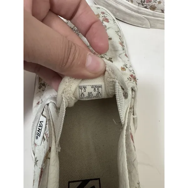 VANS Floral Slip On Canvas Sneakers White Pink Yellow Green Women's Low Top - Image 2