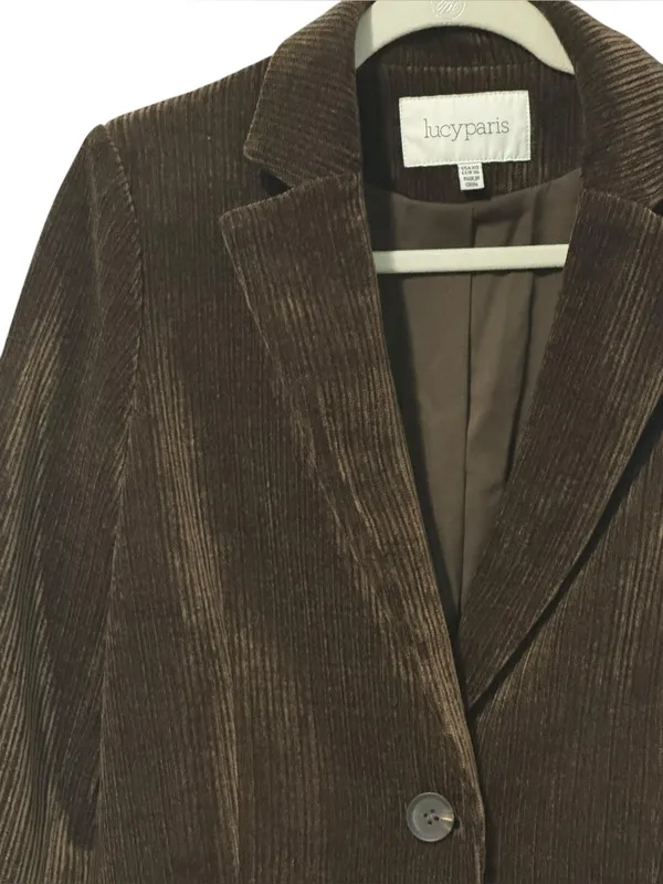 LUCY PARIS Corduroy Blazer XS 19” p2p Brown $128 Retail NWOT - Image 4