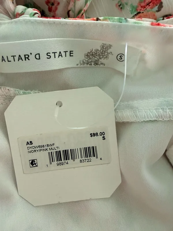 Altar'd State White Midi Dress with Pink Floral Print - Image 5