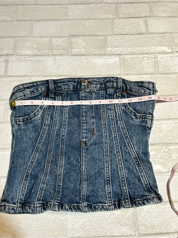 H&M Denim Corset-Style Tube Top - Image 5