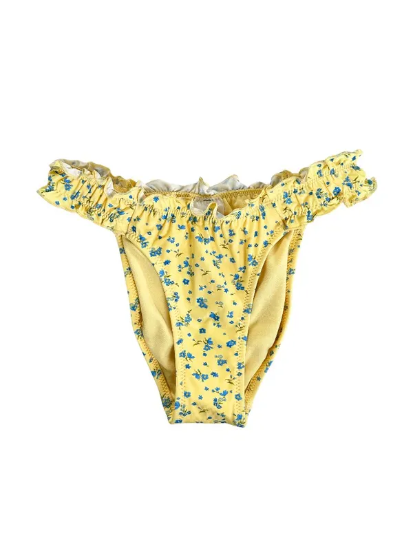 Wild Fable Yellow Floral Ruffle Bikini Bottom with Blue Print - Image 2