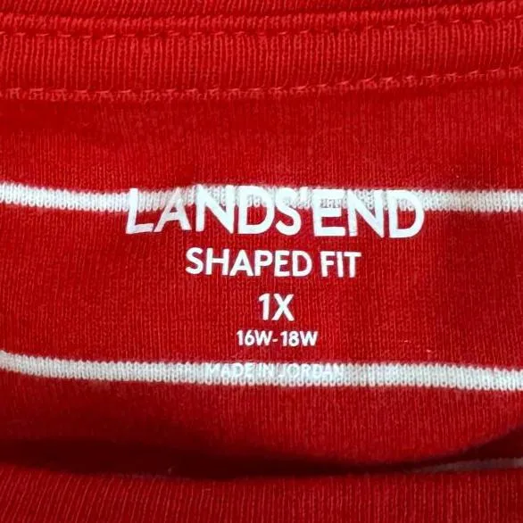 Land’s End Shaped Fit Red and White Stripe Cotton Long Sleeve Plus Size 1X - Image 4