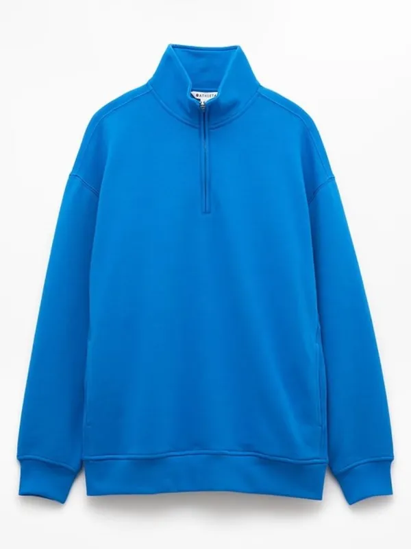 New Athleta S Forever Fleece 1/4 Zip Sweatshirt Breaker Blue Small Regular - Image 4