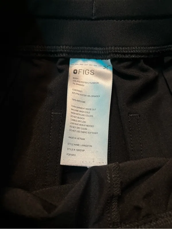 Figs Technical Collection High Waisted Livingston  Scrub Pants Black  XXS/P - Image 3