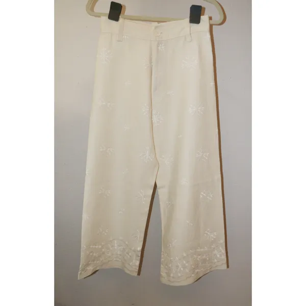 Zara embroidered wide leg trouser pants - Image 4