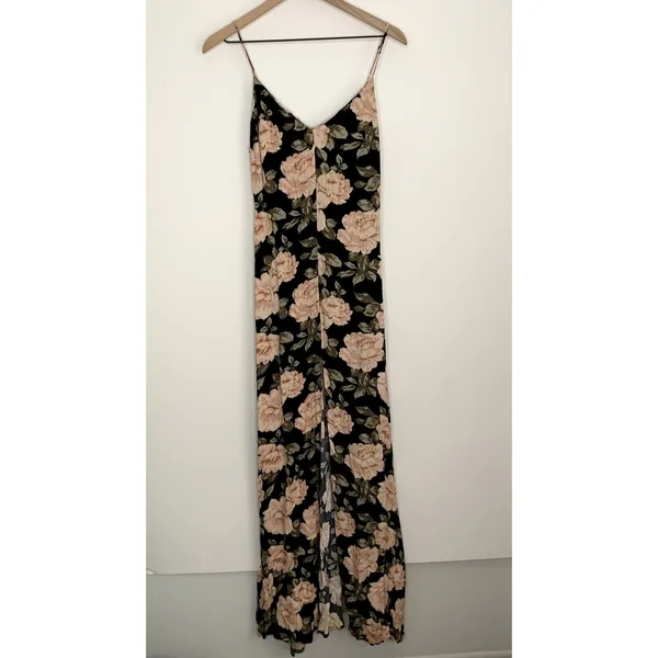 Reformation Luma Floral Spaghetti Strap Maxi Dress Womens Black Small - Image 2