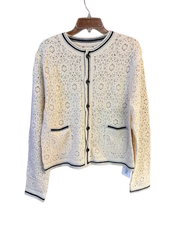 Aknotic Crocheted cardigan sweater Sz S Off White/Black NWT - Image 2