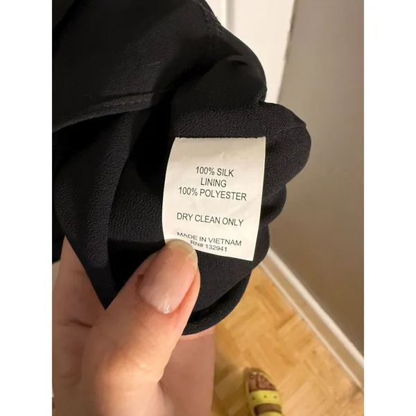 Amanda Uprichard Amelyn 100% Silk Flounce Hem Black Cocktail Dress - Image 5