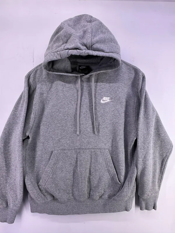 Vintage Nike Light Gray Hoodie White Logo Size Medium - Image 9