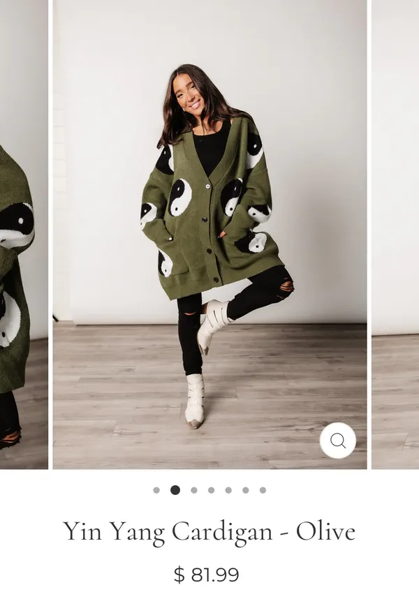 Olive Yin Yang Cardigan Boutique - Image 2