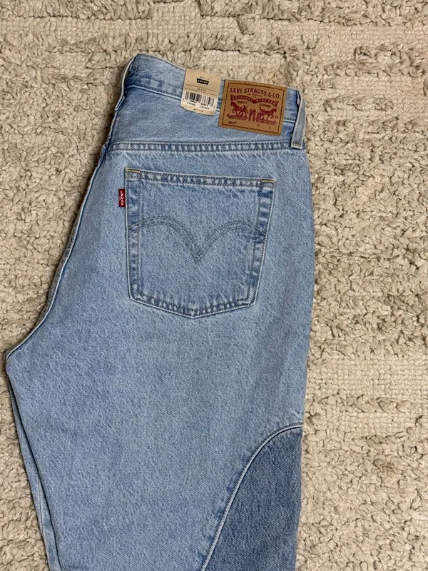 New Women’s Levi’s 501 High-Rise Straight Leg Chaps Two Tone Jeans, Size 32/30 - Image 10
