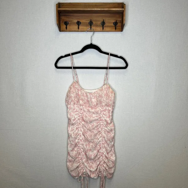 Princess Polly Ivy Hollow Pink Floral Ruched Mini Dress‎ Spaghetti Straps Size 6 - Image 5