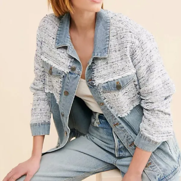 NEW BB Dakota Festival Mixed Media‎ Jacket Blue Size XL - Image 2