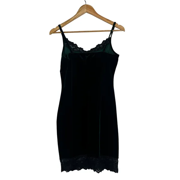 Windsor Velvet Lace Trim Mini Bodycon Dress Forest Green Whimsigoth Size M - Image 4