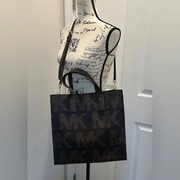 Michael Michael Kors Black and Brown MK Logo Tote with Shoulder Strap - Image 2