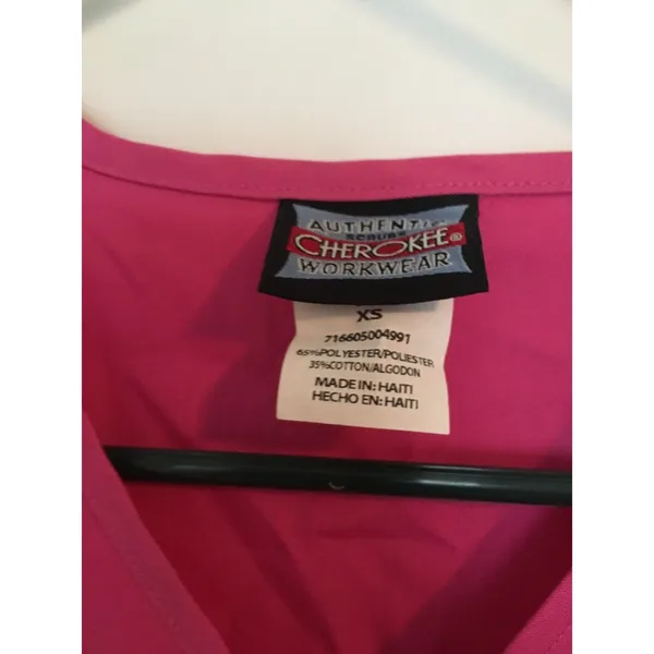 Cherokee Women's Scrub Top V-Neck Uniform Nurse Medical Size XS Pink - Image 4