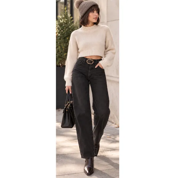 Madewell The Balloon Jean Size 29 Black Frost High Rise Barrel Leg Cotton NWOT - Image 2
