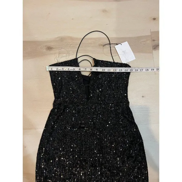Nookie NWT Black Sequin Shimmer Supreme Bodycon Glam Party Night Out Mini Dress - Image 9