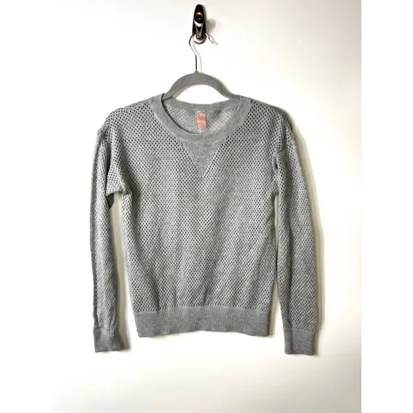 Maaji‎ Activewear Gray Mesh Knit Long Sleeve Sweater Crew Neck Women Medium - Image 2