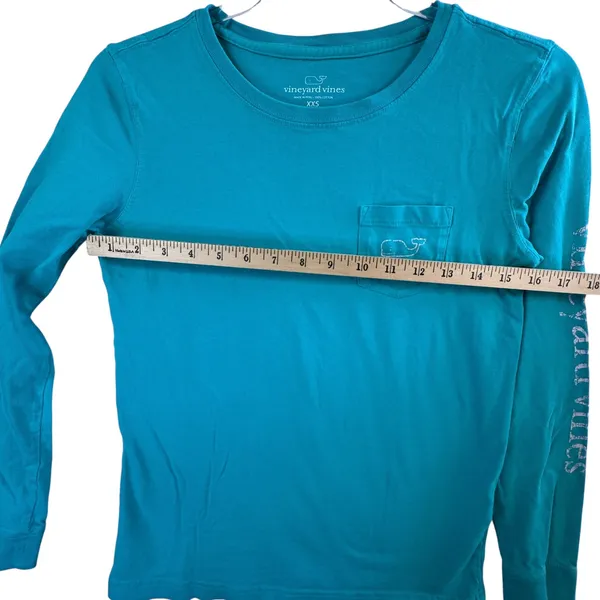 Vineyard Vines Whale L/S Logo Tee XXS Blue Green Cotton Graphic‎ Shirt Preppy - Image 6