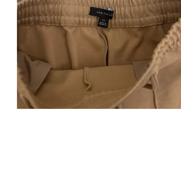 Ann Taylor Wide Leg Brown Khaki Drawstring Trouser Pants Office Business Work XS - Image 3