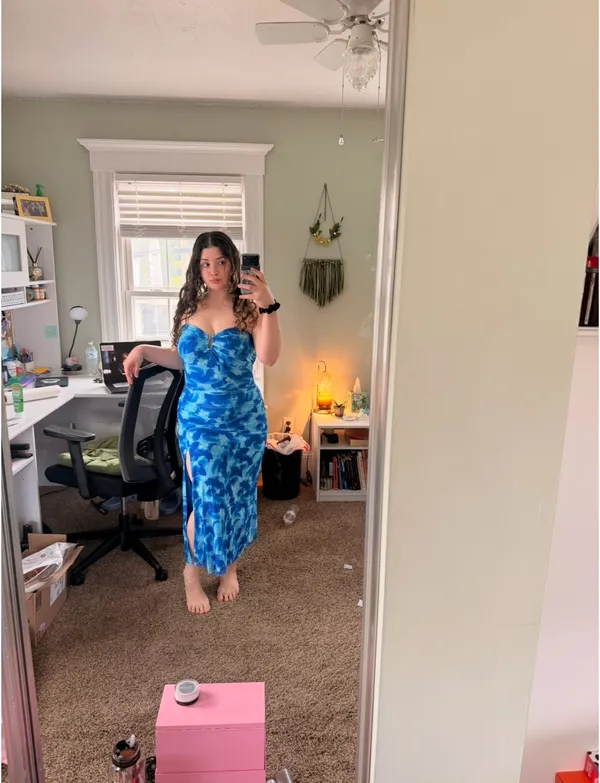 Lulus Chania Blue Abstract Strapless Midi Dess - Image 4