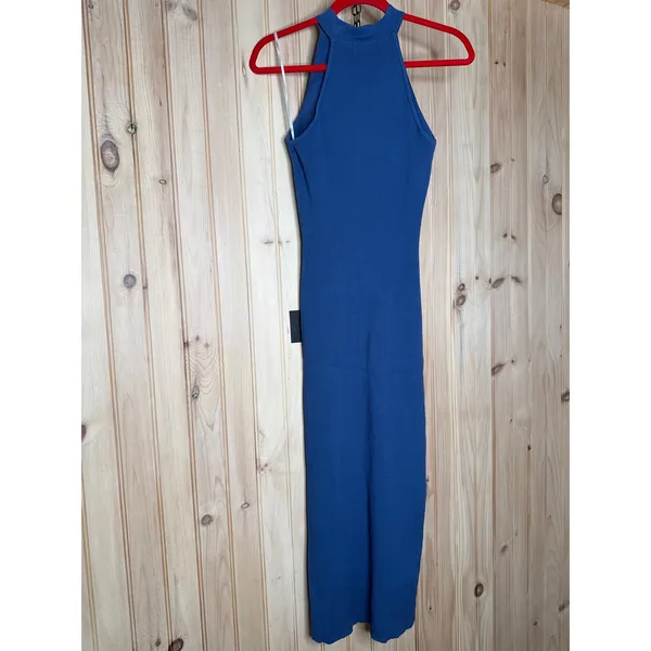 NWT Lulus Sunia Blue Sleeveless Button-Front Midi Sweater Dress Party Holiday M - Image 5
