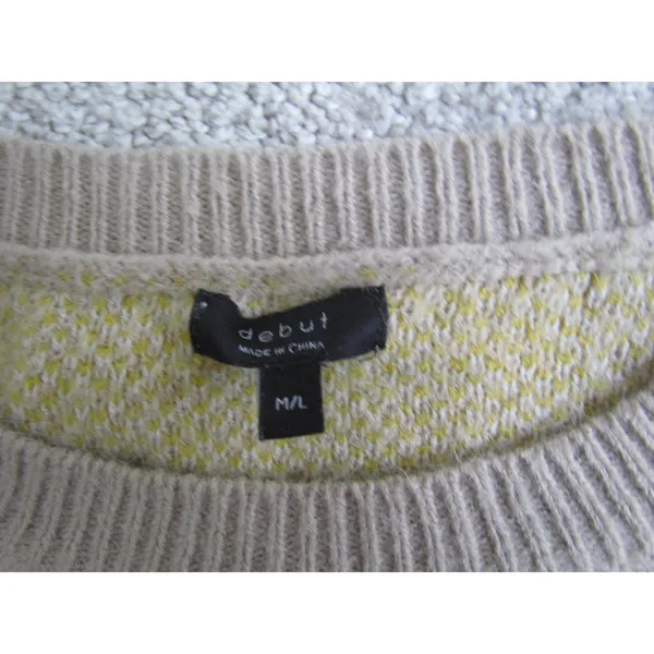 Debut‎ Floral Daisy Knit Sweater M/L Beige Crew Neck Boho Cottagecore CA9820-B - Image 5