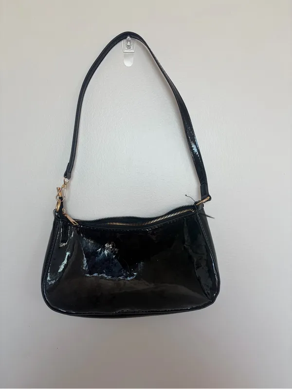 Black Patent Shoulder Bag - Image 2
