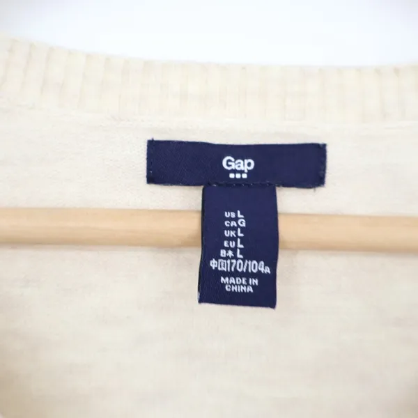 Gap Cardigan Sweater Womens Large Beige Knit Space Dye Button Front Long Sleeve - Image 3