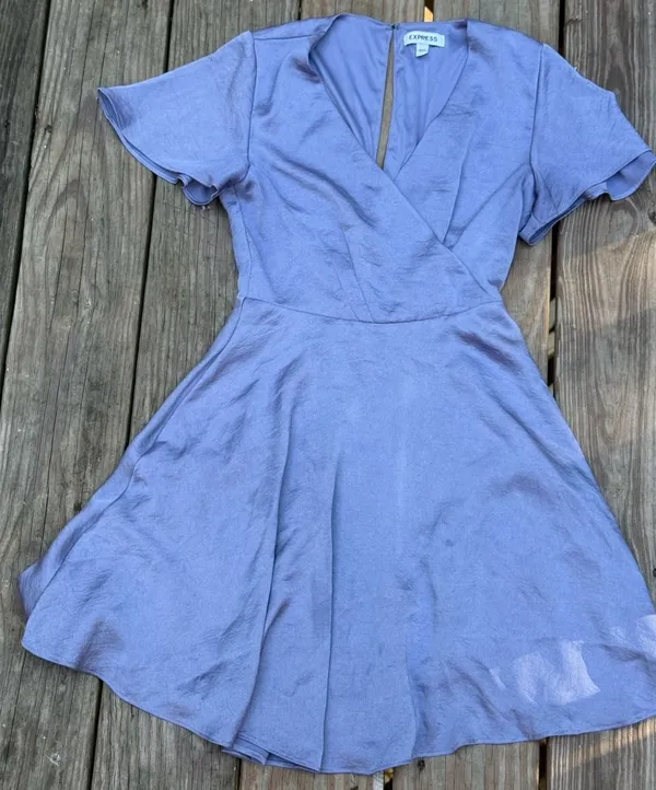 Express Blue Satin Dress Size 00 - Image 2