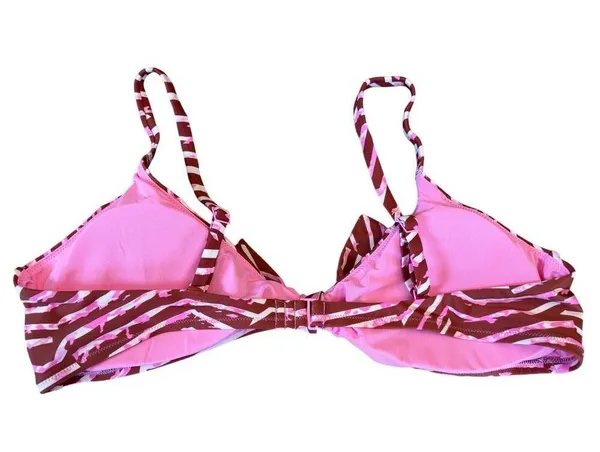 Aerie Tie Front Scoop Bikini Top Size XL Best Buds Pink Red NWT - Image 6