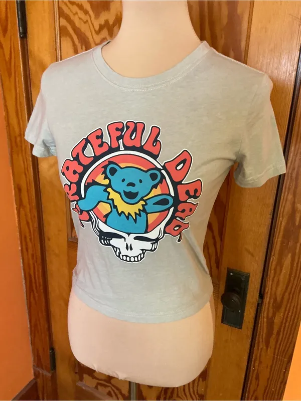 Grateful Dead Dancing Bear Steal Your Face Crop Top Tee 2025 Small - Image 5