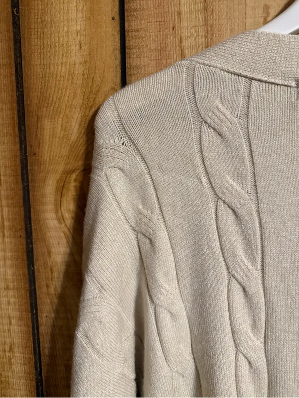 Chloe + Jasmine Cream Cable Knit Button Front Cardigan XL - Image 10
