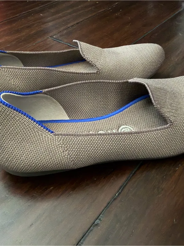 Rothy’s The Loafer Womens US 7.5 Mocha (w Blue Halo Trim) Flats Slip On Shoes - Image 5