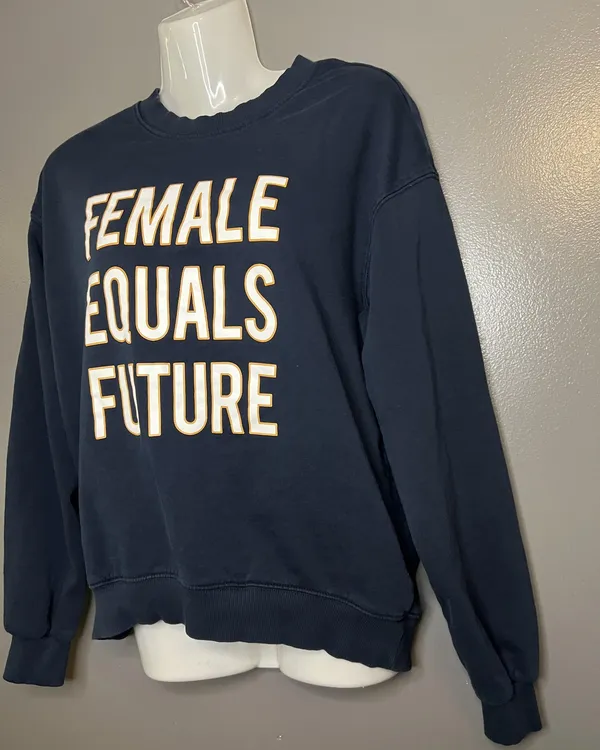 Female Equals Future H&M Divided Sweatshirt Womens Small Navy Graphic Crewneck - Image 3