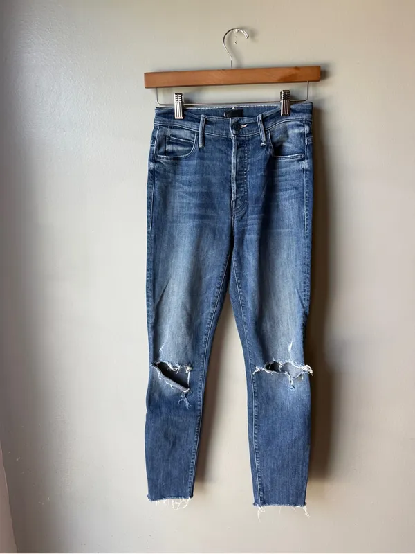 MOTHER High Rise Distressed Ankle Jeans Women’s Size 25 - Image 2