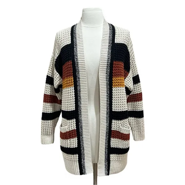 Express Multicolor Striped Open Front Oversized Cardigan Size XS - Image 15