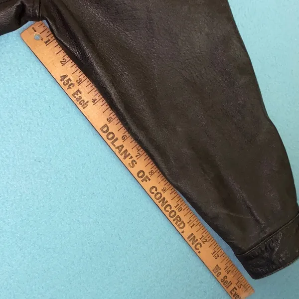 CHEROKEE leather zip up long sleeve 2 pockets derby jacket coat black size M - Image 10