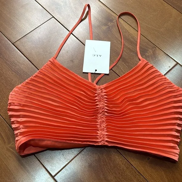 ALC Frank NWT Pleated Coral Crop Camisole Top size‎ 2 - Image 4