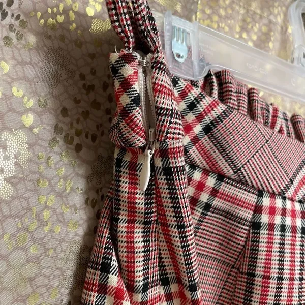 Express Womens Mini Skirt High Waisted A-line Checkered Red Size Small NWT - Image 4
