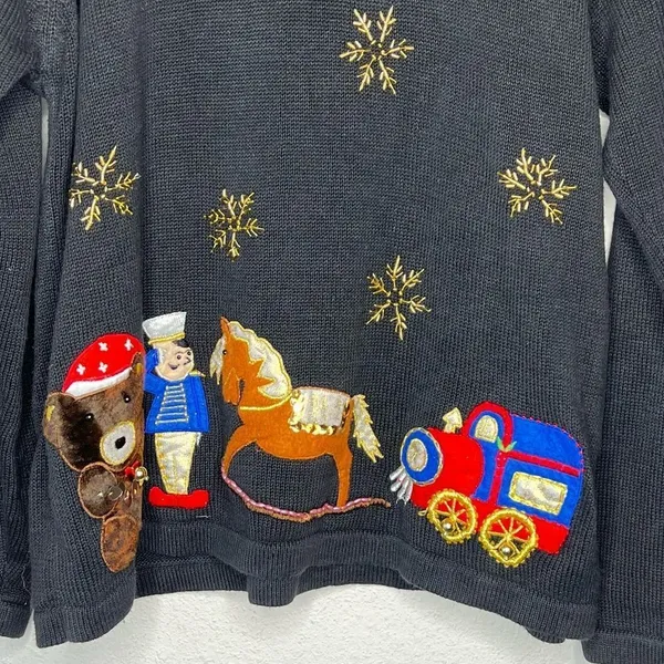 Vintage Lisa International Beaded Christmas‎ Sweater - Image 3