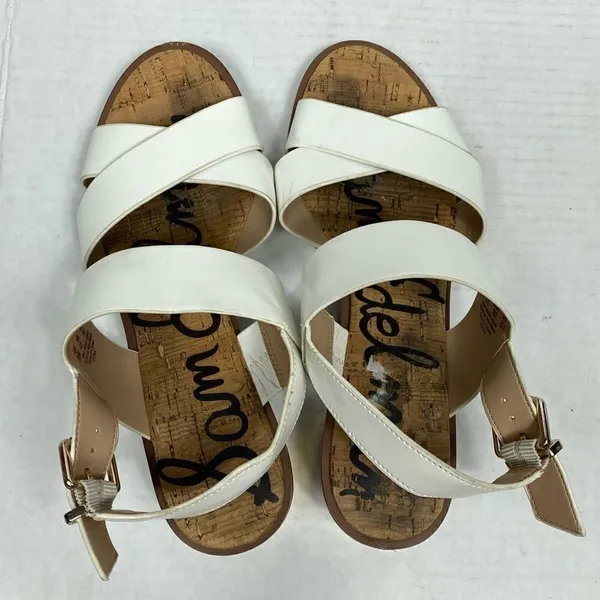 Sam Edelman Teena White Strap Gold Heeled Sandals - Image 4