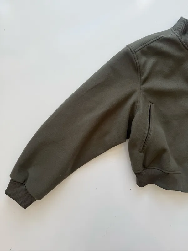 H&M Felted Bomber Jacket Olive Green Size Medium - Image 5