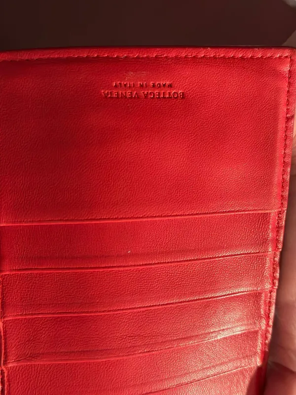 Bottega Veneta Red Wallet With COA - Image 2