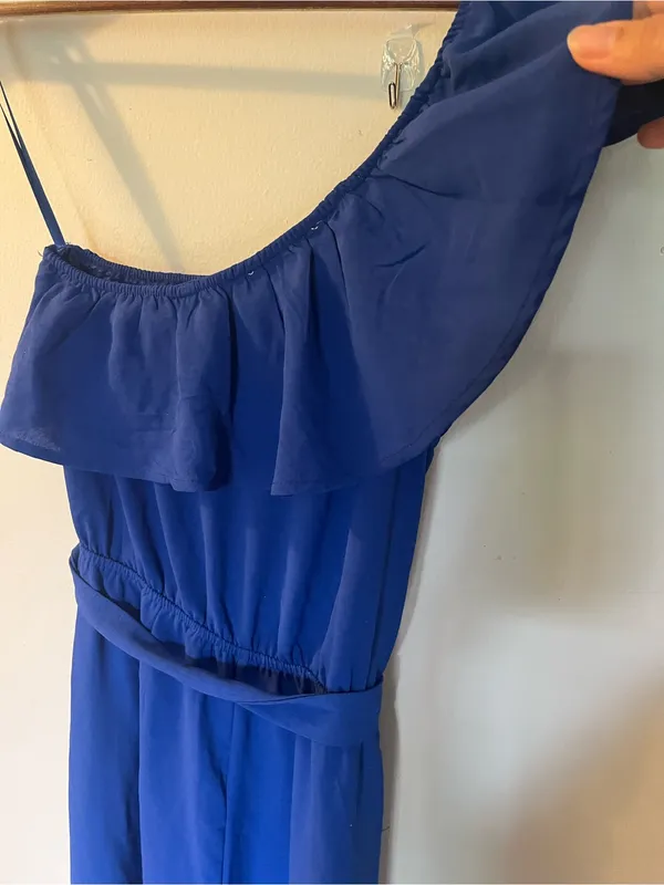 Monteau Cobalt Blue One-Shoulder Maxi Dress with Waist Tie - Image 6