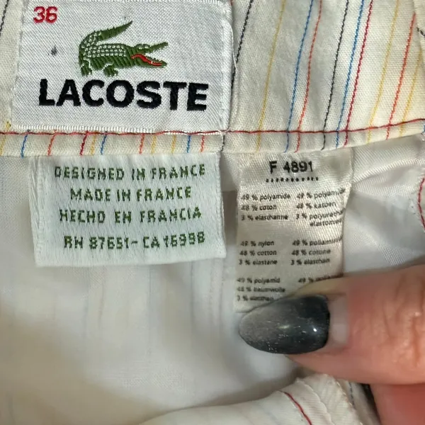 Lacoste White Pink Blue Green Pastel Pinstripe Pencil Mini Skirt size 36 / 4 / S - Image 4